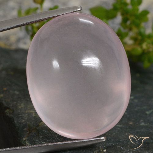 35.16ct طبيعي وردى مرجانى كوارتز زهرى, بيضوي, نصف شفاف
