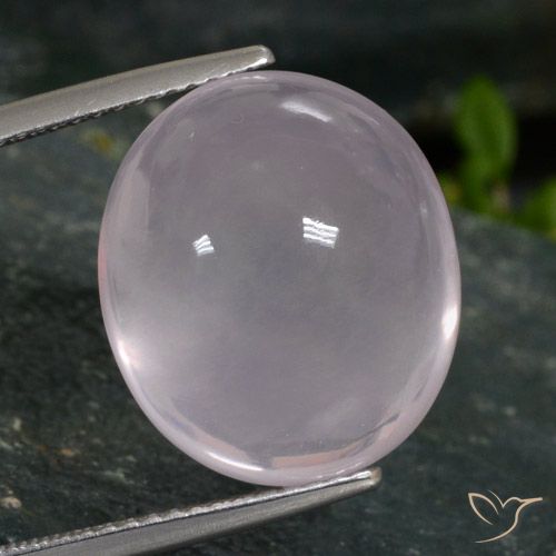 16.96ct طبيعي وردى فاتح جدا كوارتز زهرى, بيضوي, نصف شفاف