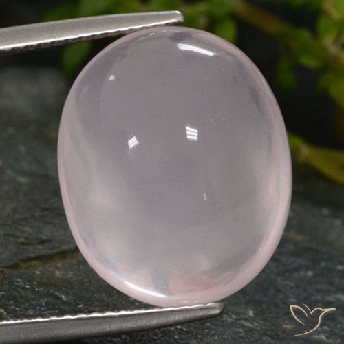 15.67ct طبيعي وردى فاتح جدا كوارتز زهرى, بيضوي, نصف شفاف