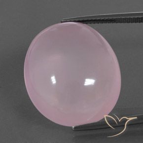 33.99ct طبيعي وردى متوسط كوارتز زهرى, بيضوي, شفاف / نصف شفاف