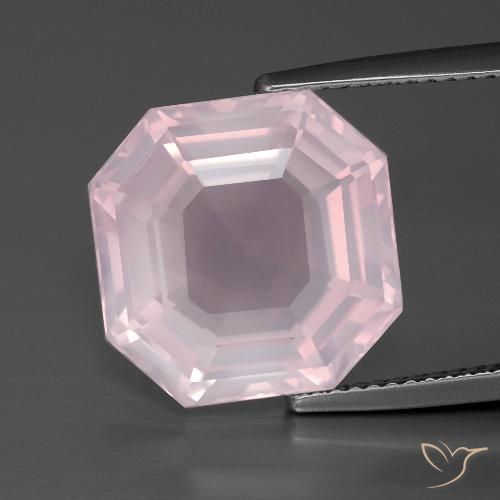10.23ct طبيعي وردي فاتح كوارتز زهرى, قص الزمرد, شفاف