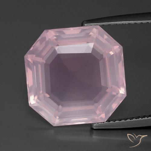 11.52ct طبيعي وردى العلكة كوارتز زهرى, قص الزمرد, شفاف