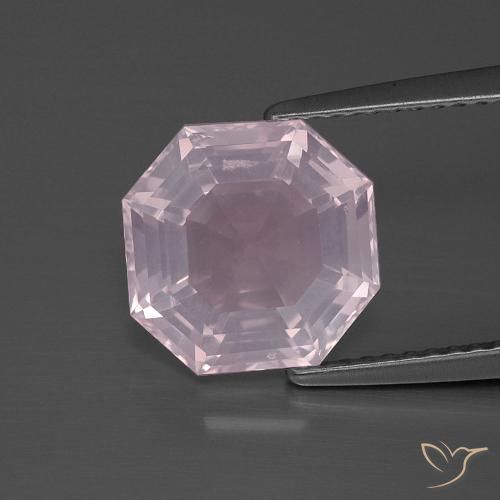 3.76ct طبيعي وردي فاتح كوارتز زهرى, قص الزمرد, شفاف