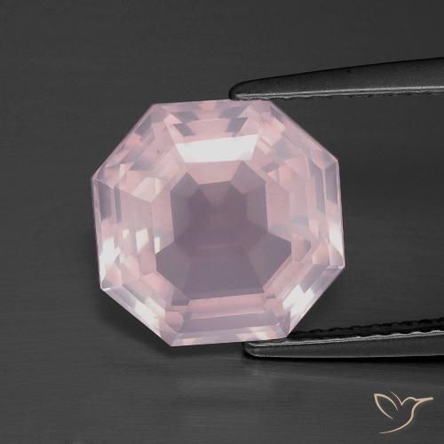 4.84ct طبيعي وردي فاتح كوارتز زهرى, قص الزمرد, شفاف
