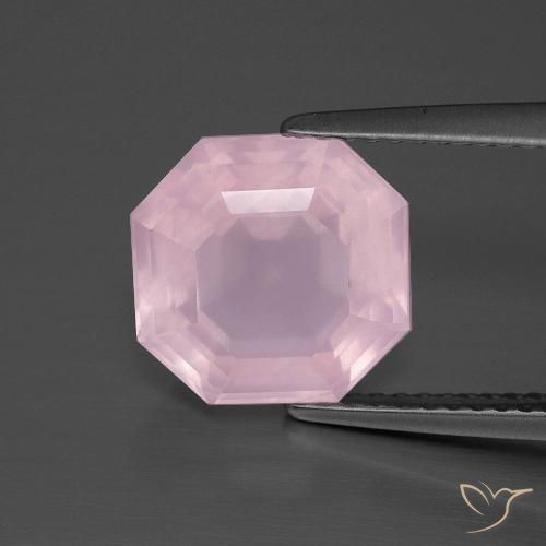 3.89ct طبيعي وردي فاتح كوارتز زهرى, قص الزمرد, شفاف