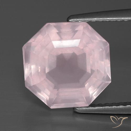 5.01ct طبيعي وردى زهرى فاتح كوارتز زهرى, قص الزمرد, شفاف