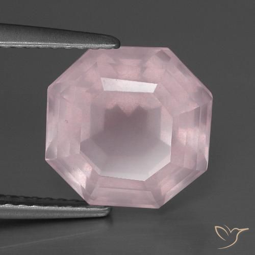 5.01ct طبيعي وردى زهرى فاتح كوارتز زهرى, قص الزمرد, شفاف