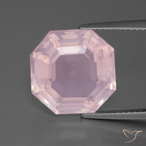 8.43ct طبيعي وردي فاتح كوارتز زهرى, قص الزمرد, شفاف