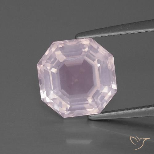 4.25ct طبيعي وردى زهرى فاتح كوارتز زهرى, قص الزمرد, شفاف