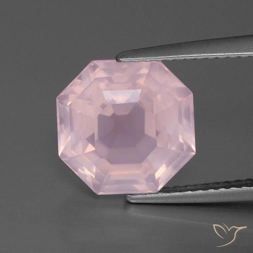 4.88ct طبيعي وردى زهرى فاتح كوارتز زهرى, قص الزمرد, شفاف