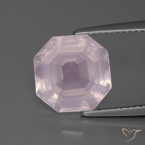 4.69ct طبيعي وردي فاتح كوارتز زهرى, قص الزمرد, شفاف