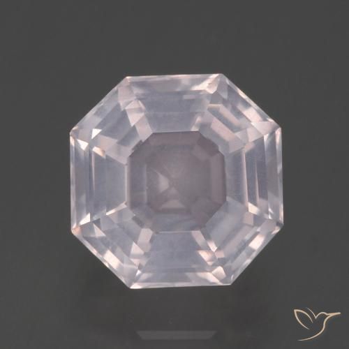3.64ct طبيعي وردى فاتح جدا كوارتز زهرى, قص الزمرد, شفاف