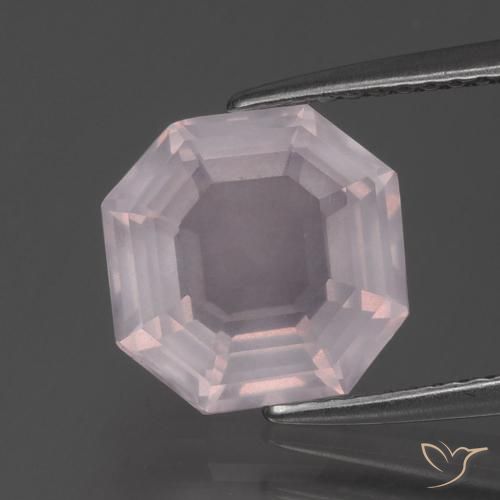 3.45ct طبيعي وردى زهرى فاتح جدا كوارتز زهرى, قص الزمرد, شفاف
