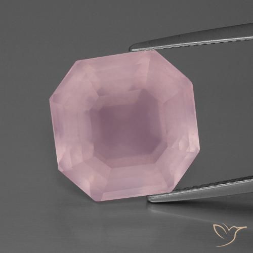 12.82ct طبيعي وردى زهرى متوسط كوارتز زهرى, قص الزمرد, شفاف