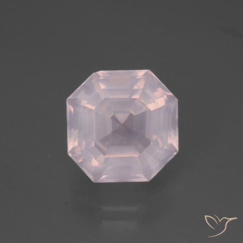4.90ct طبيعي وردى فاتح جدا كوارتز زهرى, قص الزمرد, شفاف