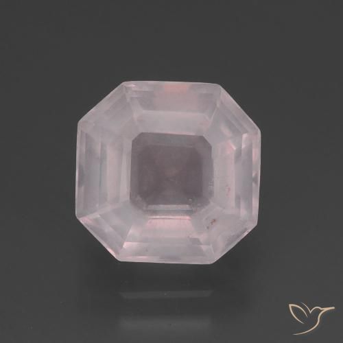 3.50ct طبيعي وردى فاتح جدا كوارتز زهرى, قص الزمرد, شفاف