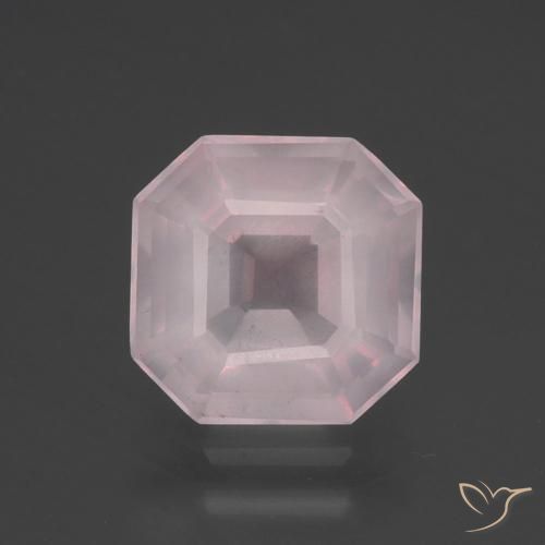 3.36ct طبيعي وردى زهرى فاتح جدا كوارتز زهرى, قص الزمرد, شفاف