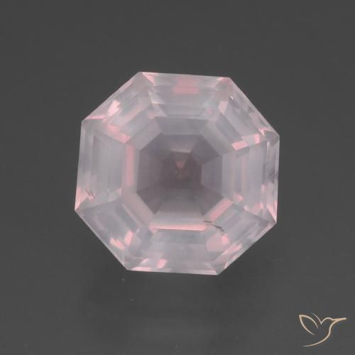 3.82ct طبيعي وردى فاتح جدا كوارتز زهرى, قص الزمرد, شفاف