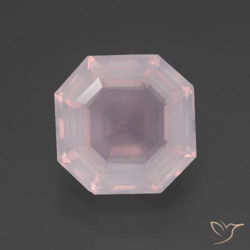 3.53ct طبيعي وردى خوخى فاتح كوارتز زهرى, قص الزمرد, شفاف