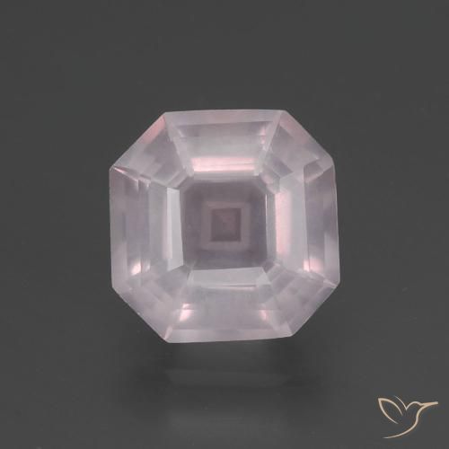 3.11ct طبيعي وردي فاتح كوارتز زهرى, قص الزمرد, شفاف