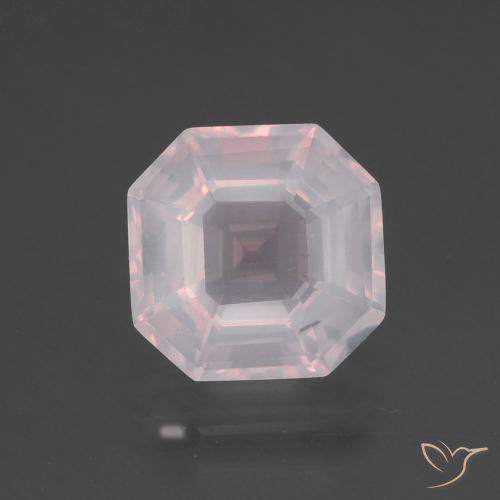 3.42ct طبيعي وردى فاتح جدا كوارتز زهرى, قص الزمرد, شفاف