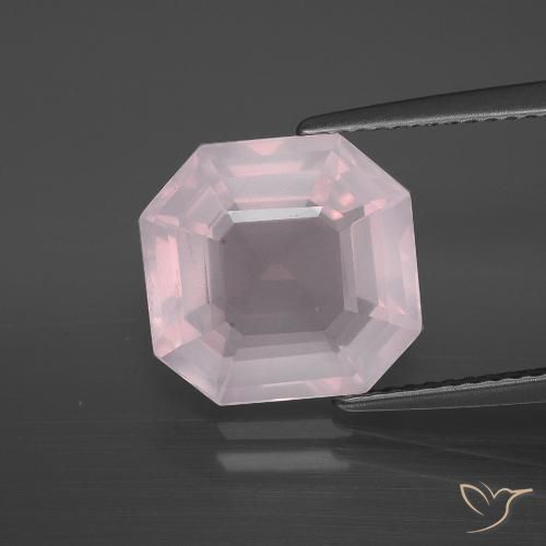 5.36ct طبيعي وردى زهرى فاتح جدا كوارتز زهرى, قص الزمرد, شفاف