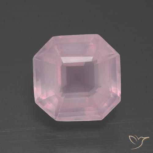4.31ct طبيعي وردى متوسط كوارتز زهرى, قص الزمرد, شفاف