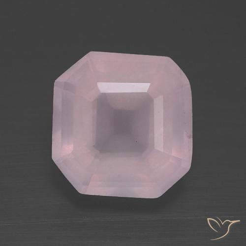 3.29ct طبيعي وردي فاتح كوارتز زهرى, قص الزمرد, شفاف