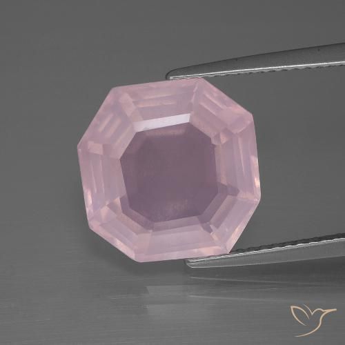 7.71ct طبيعي وردي فاتح كوارتز زهرى, قص الزمرد, شفاف