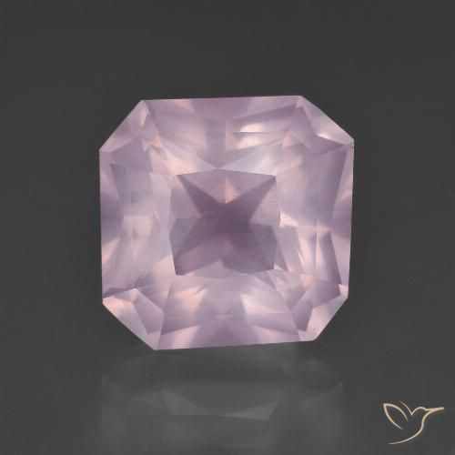 6.87ct طبيعي وردي فاتح كوارتز زهرى, قص الزمرد, شفاف