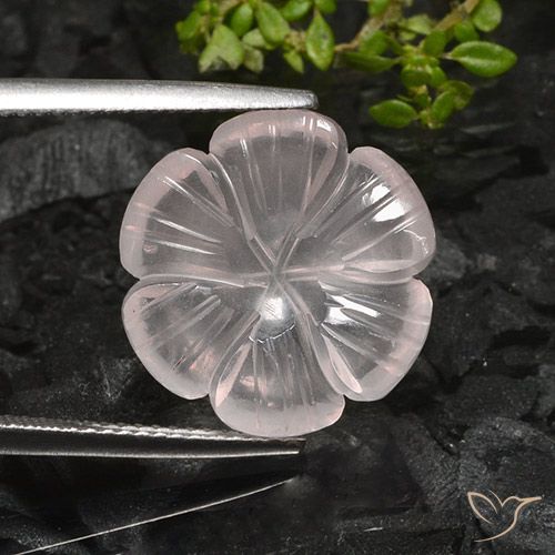 9.58ct طبيعي أبيض كوارتز زهرى, قص وردة, شفاف