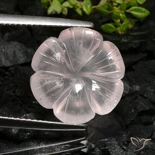 9.02ct طبيعي وردي فاتح كوارتز زهرى, قص وردة, شفاف