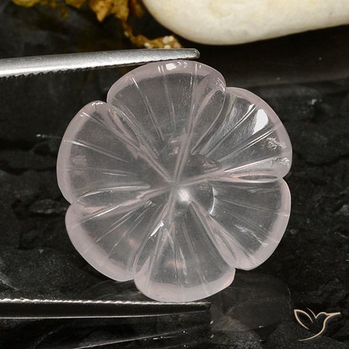 17.37ct طبيعي أبيض كوارتز زهرى, قص وردة, شفاف