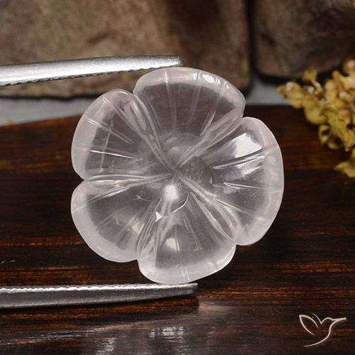 11.24ct طبيعي أبيض كوارتز زهرى, قص وردة, شفاف