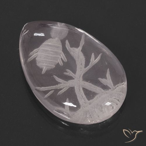 10.10ct طبيعي وردي فاتح كوارتز زهرى, شكل الكمثرى, شفاف