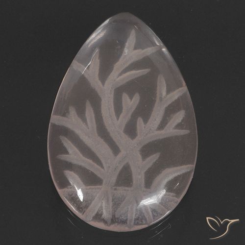 9.58ct طبيعي وردى مرجانى فاتح كوارتز زهرى, شكل الكمثرى, شفاف