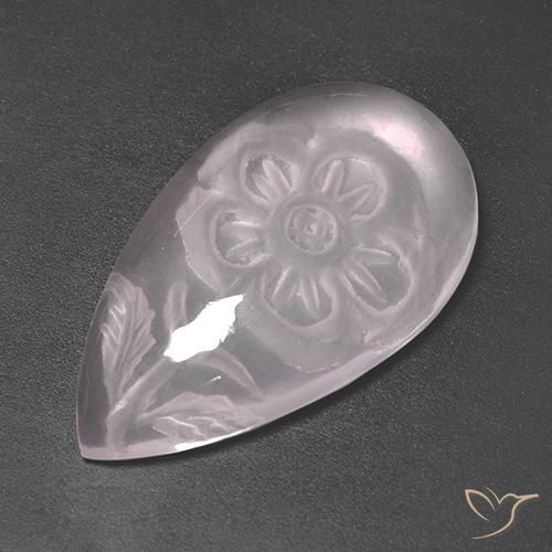 13.62ct طبيعي وردى فاتح جدا كوارتز زهرى, شكل الكمثرى, شفاف