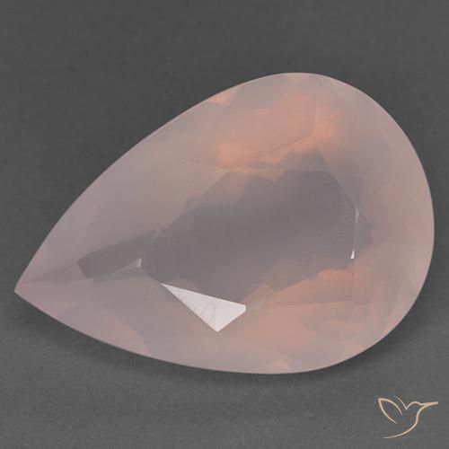 31.40ct طبيعي وردى مرجانى فاتح كوارتز زهرى, شكل الكمثرى, شفاف