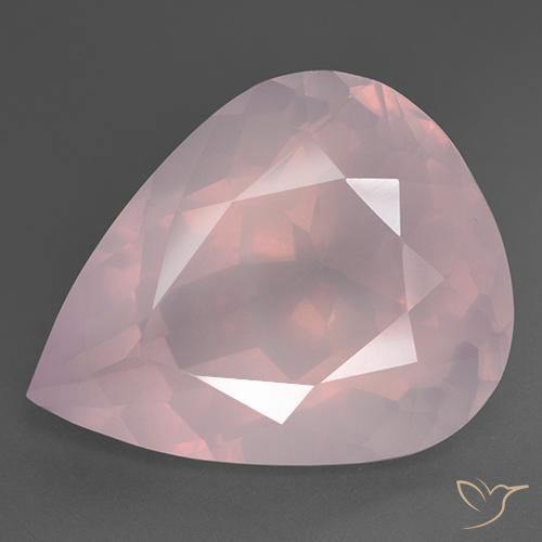 35.81ct طبيعي وردى زهرى فاتح كوارتز زهرى, شكل الكمثرى, شفاف