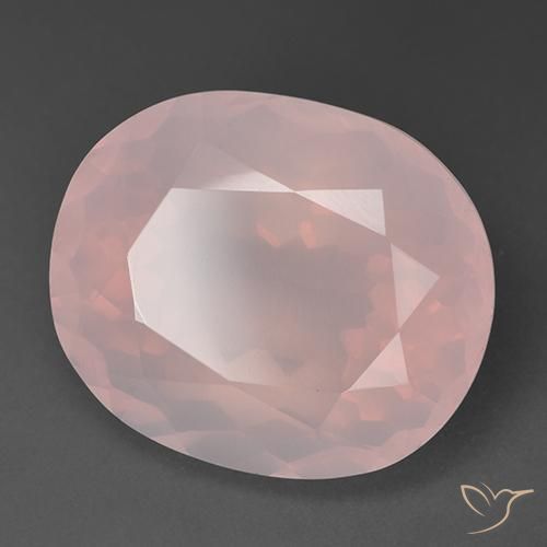 35.66ct طبيعي وردي فاتح كوارتز زهرى, بيضوي, شفاف