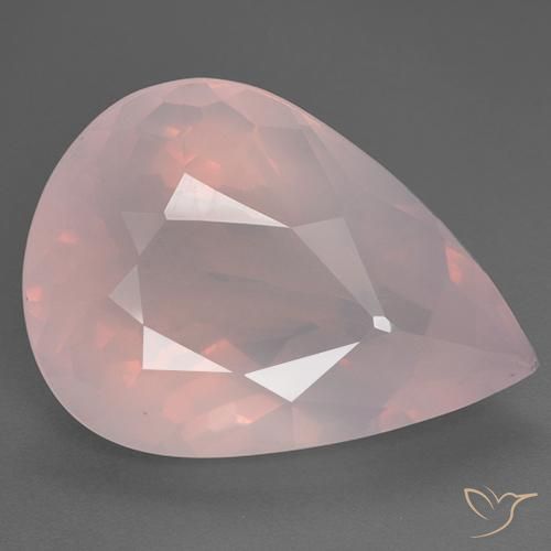 28.83ct طبيعي وردى زهرى كوارتز زهرى, شكل الكمثرى, شفاف