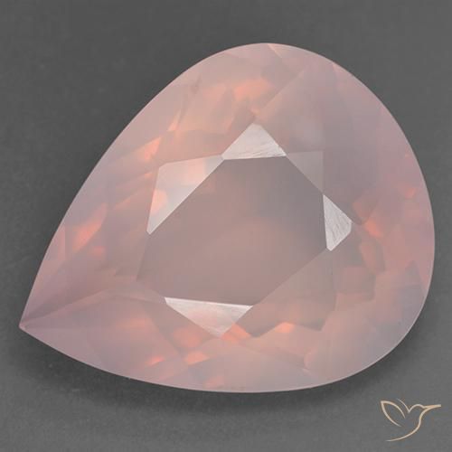 33.24ct طبيعي وردى زهرى كوارتز زهرى, شكل الكمثرى, شفاف