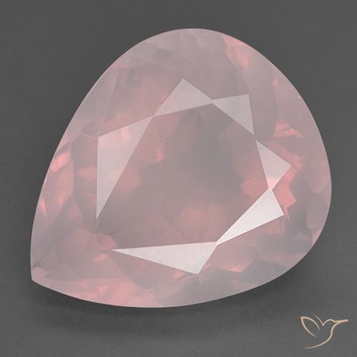36.50ct طبيعي وردى مرجانى كوارتز زهرى, شكل الكمثرى, شفاف
