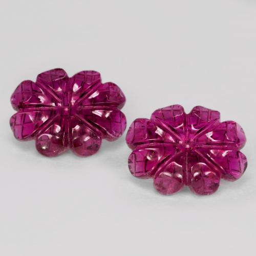 أحجار روبليت تورمالين التوت عليق أحمر طبيعية، قص وردة، نصف شفاف، وزنها 6.38 قيراط