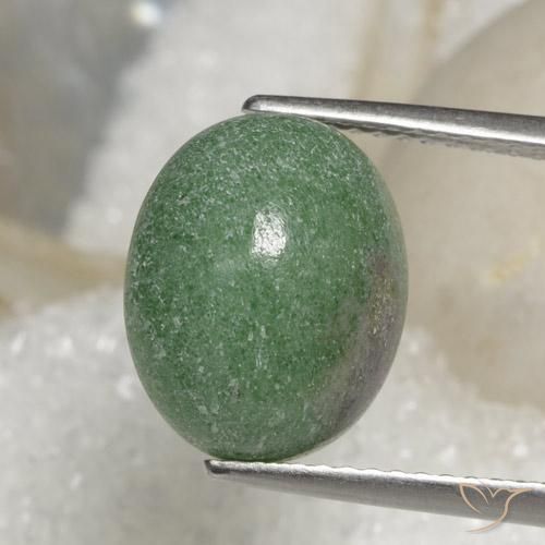 7.26ct طبيعي أخضر متوسط ياقوت الزوزيت, بيضوي, غير شفاف