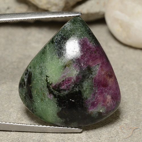 34.84ct طبيعي متعدد الألوان ياقوت الزوزيت, شكل الكمثرى, غير شفاف