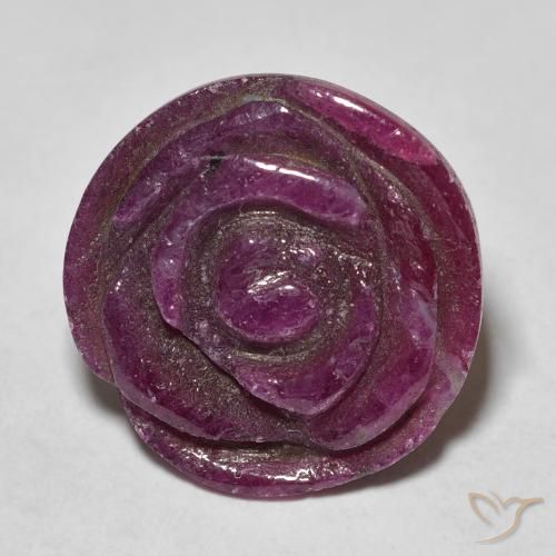 17.44ct طبيعي Medium Dark-Purple ياقوت الزوزيت, قص وردة, غير شفاف