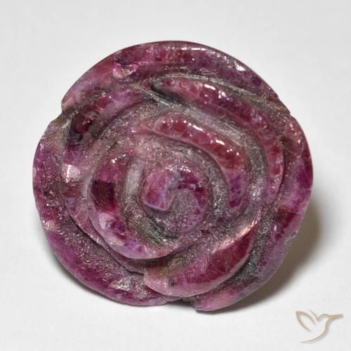 19.73ct طبيعي أرجواني محمر ياقوت الزوزيت, قص وردة, غير شفاف
