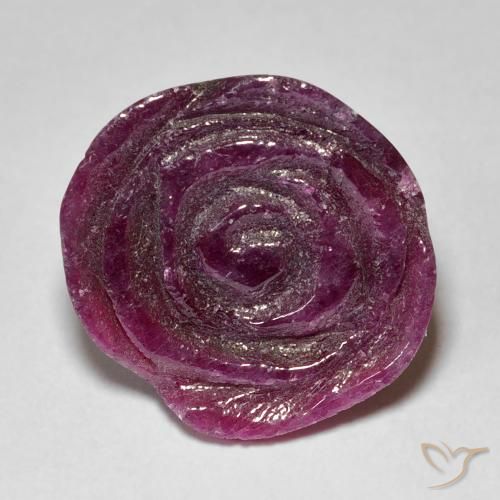 12.46ct طبيعي Medium Dark Reddish-Purple ياقوت الزوزيت, قص وردة, غير شفاف