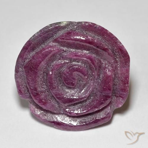 24.97ct طبيعي Medium Dark-Purple ياقوت الزوزيت, قص وردة, غير شفاف